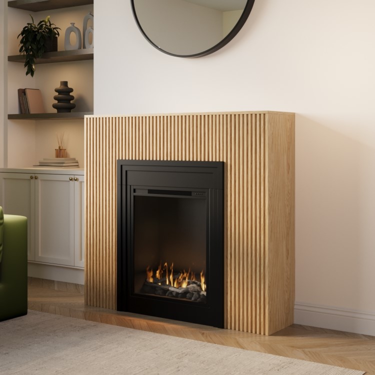 Freestanding Electric Fire with Oak Surround - AmberGlo