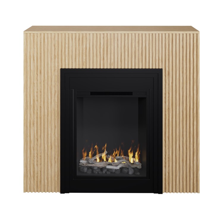 Freestanding Electric Fire with Oak Surround - AmberGlo