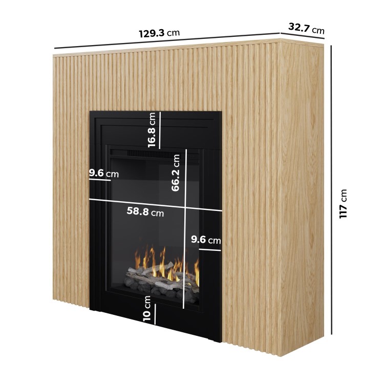 Freestanding Electric Fire with Oak Surround - AmberGlo