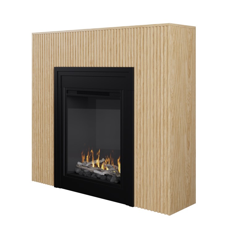 Freestanding Electric Fire with Oak Surround - AmberGlo