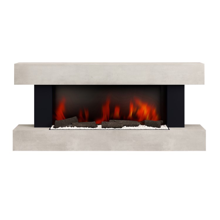Stone Effect Wall-Mounted Electric Smart Fireplace - 52 Inch - AmberGlo
