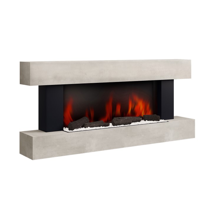 Stone Effect Wall-Mounted Electric Smart Fireplace - 52 Inch - AmberGlo