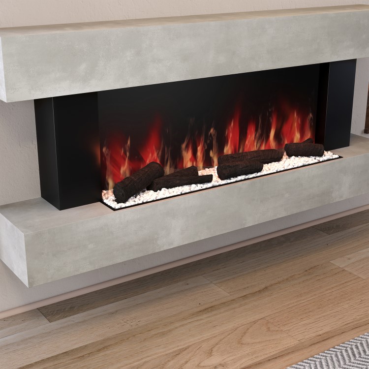 Stone Effect Wall-Mounted Electric Smart Fireplace - 52 Inch - AmberGlo