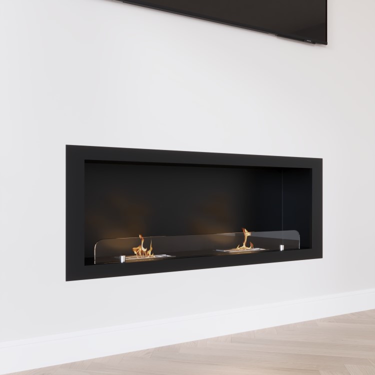 Double-Sided Bioethanol Media Wall Fireplace in Black - 50 Inch - AmberGlo