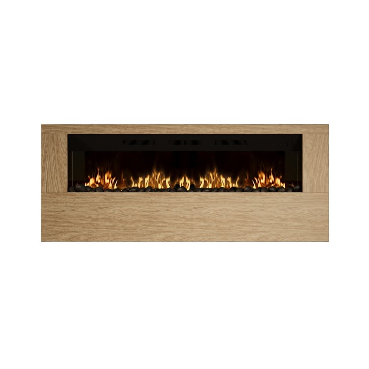 Wall-Mounted Electric Fire with Oak Surround - 60 Inch - AmberGlo