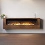 Wall-Mounted Electric Fire with Walnut Surround and Remote Control - 70 Inch - AmberGlo