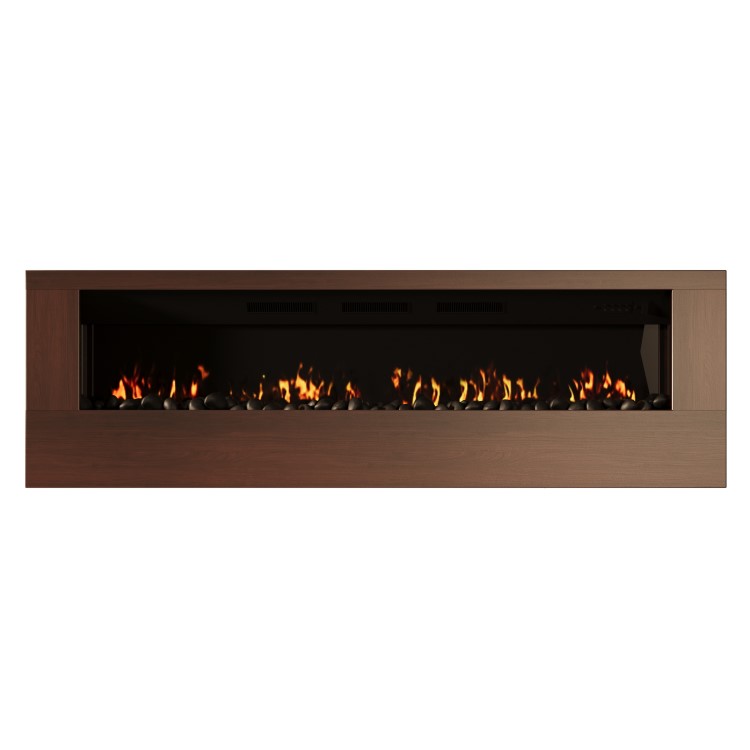 Wall-Mounted Electric Fire with Walnut Surround and Remote Control - 70 Inch - AmberGlo