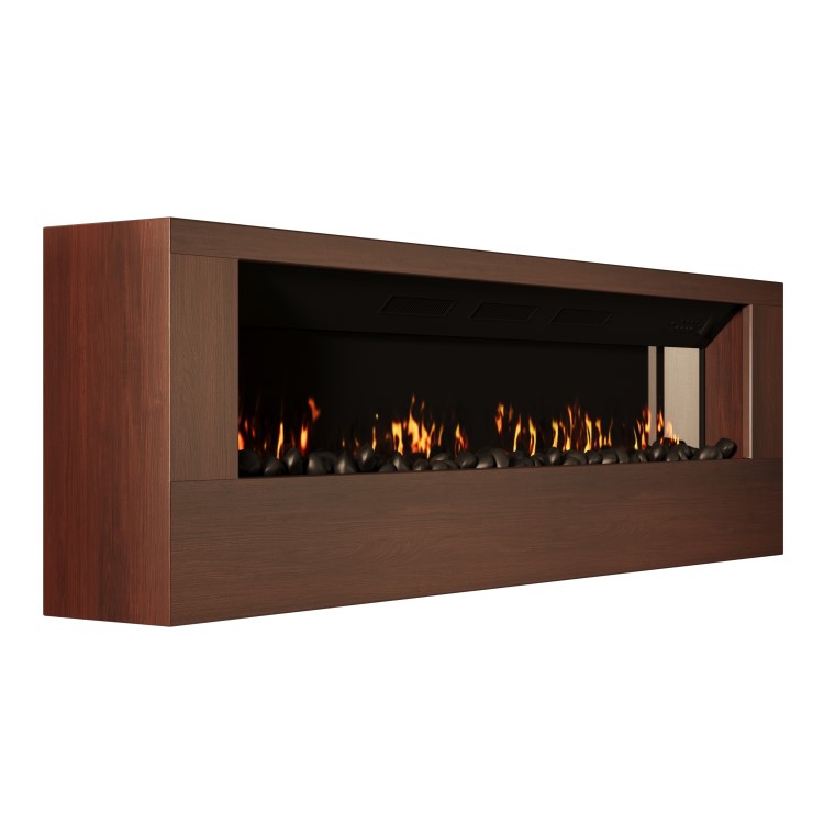 Wall-Mounted Electric Fire with Walnut Surround - 70 Inch - AmberGlo