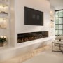 Black 3-Sided Inset Electric Media Wall Smart Fire Place - 80 Inch - AmberGlo