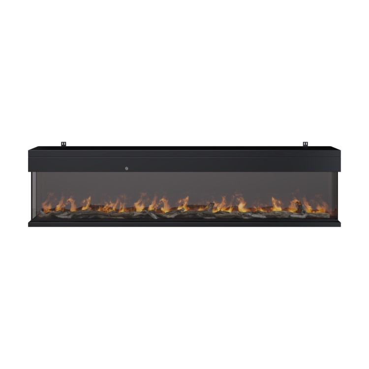 Black 3-Sided Inset Electric Media Wall Smart Fire Place - 80 Inch - AmberGlo