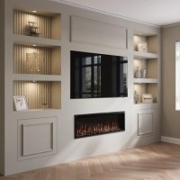 Black Slimline Inset Electric Media Wall Smart Fire Place - 50 Inch - AmberGlo