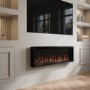 Black Slimline Inset Electric Media Wall Smart Fire Place - 50 Inch - AmberGlo