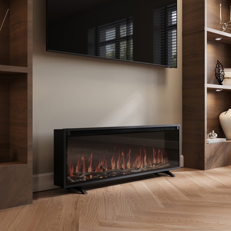 Black Slimline Inset Electric Media Wall Smart Fire Place - 50 Inch - AmberGlo