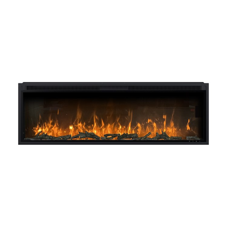 Black Slimline Inset Electric Media Wall Smart Fire Place - 50 Inch - AmberGlo