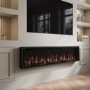 Black Slimline Inset Electric Media Wall Smart Fire Place - 70 Inch - AmberGlo
