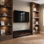 Black Slimline Inset Electric Media Wall Smart Fire Place - 70 Inch - AmberGlo