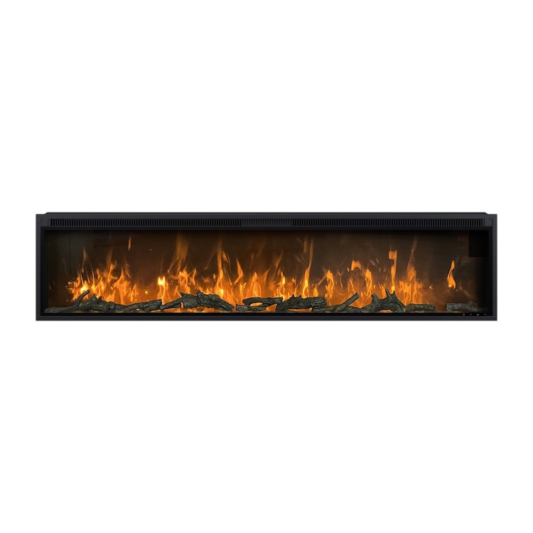 Black Slimline Inset Electric Media Wall Smart Fire Place - 70 Inch - AmberGlo