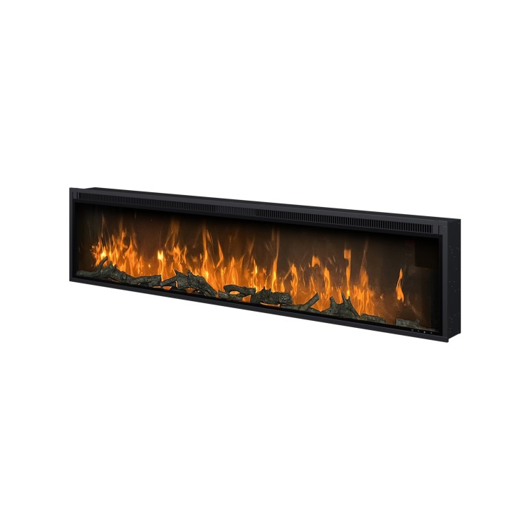 Black Slimline Inset Electric Media Wall Smart Fire Place - 70 Inch - AmberGlo
