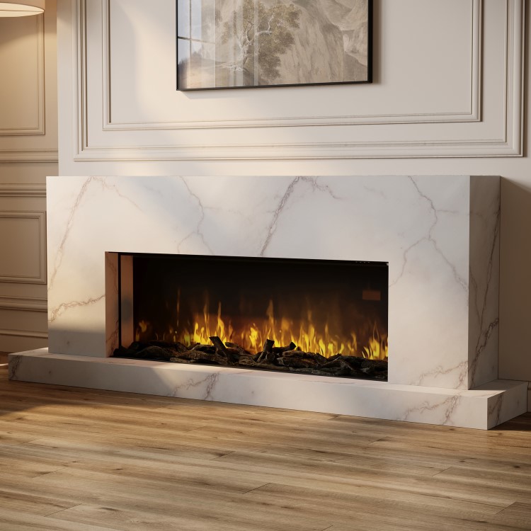 Freestanding Electric Fire with Marble Surround - 60 Inch - AmberGlo