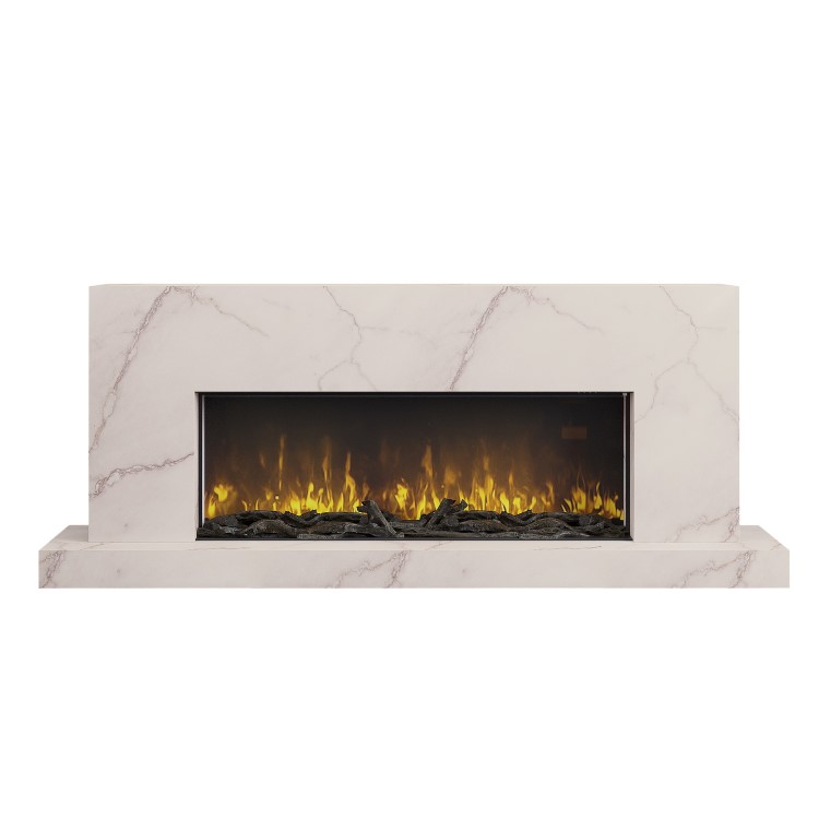 Freestanding Electric Fire with Marble Surround - 60 Inch - AmberGlo