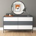 Wide Grey Retro Chest of 6 Drawers with Legs - Aiko