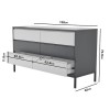 Wide Grey Retro Chest of 6 Drawers with Legs - Aiko