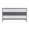 Wide Grey Retro Chest of 6 Drawers with Legs - Aiko