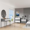 Wide Grey Retro Chest of 6 Drawers with Legs - Aiko
