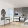 Wide Grey Retro Chest of 6 Drawers with Legs - Aiko