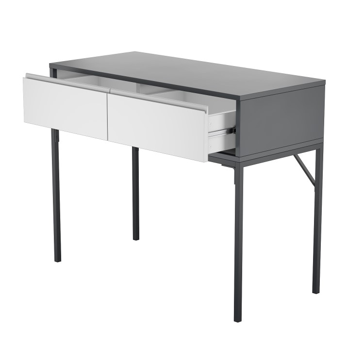 Grey Retro Dressing Table with 2 Drawers - Aiko