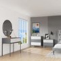 Grey Retro Dressing Table with 2 Drawers - Aiko