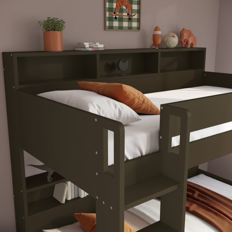 Green Bunk Bed with Storage Shelves - Aire