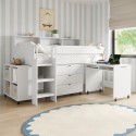 AIR101A White Mid Sleeper Cabin Bed with Desk and Storage - Aire