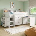 AIR101 White Mid Sleeper Cabin Bed with Desk and Storage - Aire