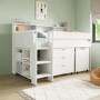 White Mid Sleeper Cabin Bed with Desk and Storage - Aire