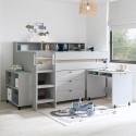 AIR103 Grey Mid Sleeper Cabin Bed with Desk and Storage - Aire