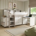 AIR104 White and Oak Mid Sleeper Cabin Bed with Desk and Storage - Aire