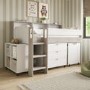 White and Oak Mid Sleeper Cabin Bed with Desk and Storage - Aire