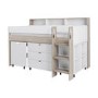 White and Oak Mid Sleeper Cabin Bed with Desk and Storage - Aire