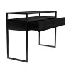 Large Black Glass Top Console Table with Drawers &amp; Black Legs - Akila