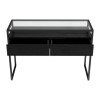 Large Black Glass Top Console Table with Drawers &amp; Black Legs - Akila