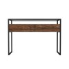 Large Walnut Glass Top Console Table with Drawers &amp; Black Legs - Akila