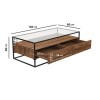 Large Walnut Coffee Table with Glass Top and Drawers - Akila