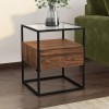 Square Walnut Side Table with Glass Top and Storage Drawer - Akila