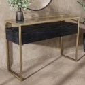 AKA005 Large Black Glass Top Console Table with Drawers & Gold Legs- Akila