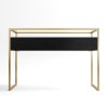 Large Black Glass Top Console Table with Drawers &amp; Gold Legs- Akila
