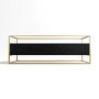 Rectangular Black and Gold Glass Top Coffee Table with Storage - Akila