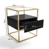 Black Side Table with Glass Top and Storage Drawers - Akila