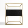 Black Side Table with Glass Top and Storage Drawers - Akila