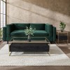 Black Side Table with Glass Top and Storage Drawers - Akila